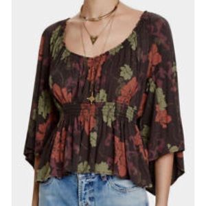 NWT Free People Glenside Floral Print Top